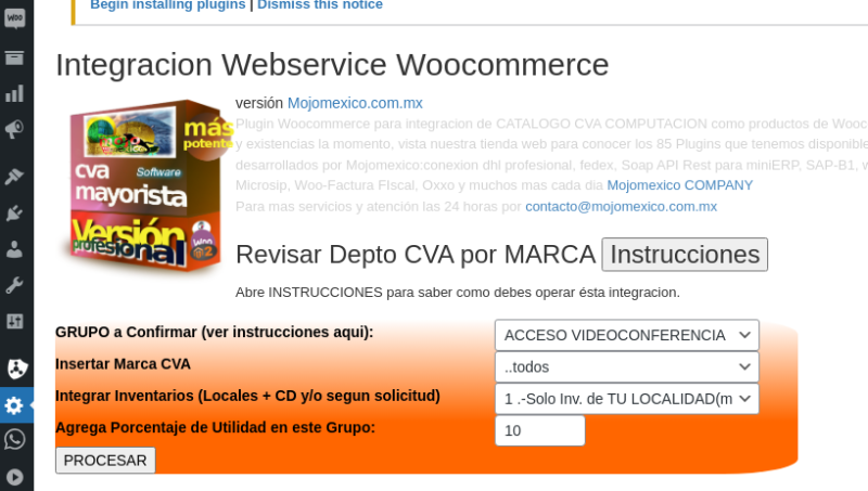 API Conexion CVA tienda Web